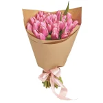 Букет из 51 тюльпана розового цвета